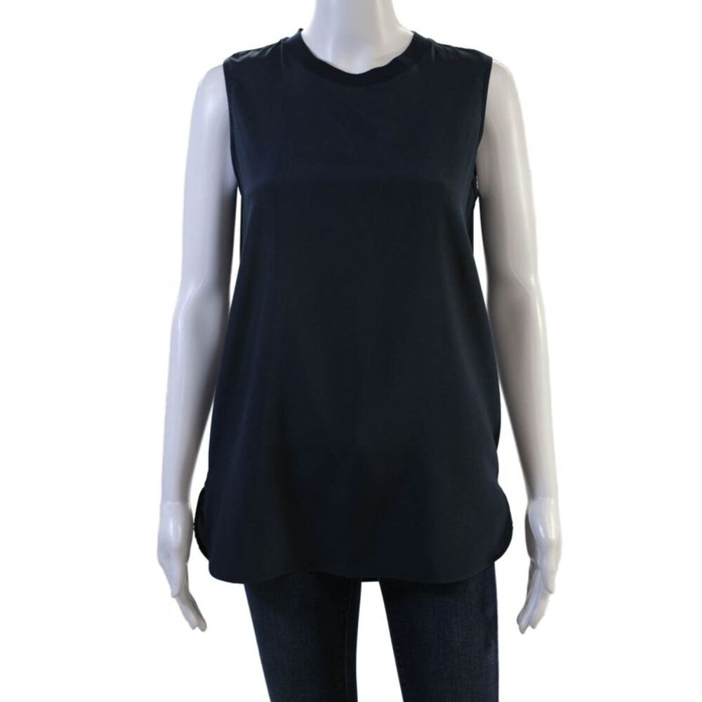 Amina Rubinacci Women Dark Blue Sleeveless Basic Tank Crew Neck Size 40